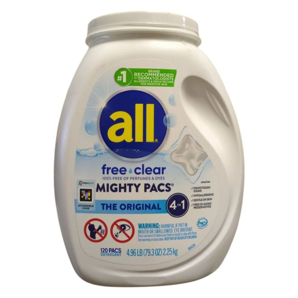 all free clear MIGHTY PACS Laundry Detergent Pacs, The Original, 120 ct.